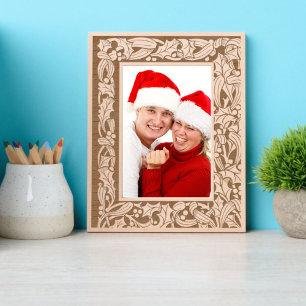 Cadres Gravés Noël Holly & Mistletoe Avec Frontière Berries