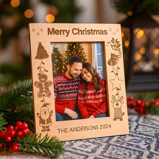 Cadres Gravés Nom de famille personnalisé Joyeux Noël