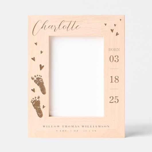 Cadres Gravés Nom du bébé Script & Statistiques de naissance Emp (Recto)