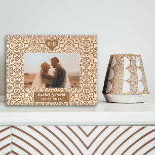 Cadres Gravés Nom du modèle Damask monogramme et mariage cardiaq