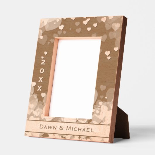 Cadres Gravés Nom personnalisé et année Coeurs romantiques (Gauche)