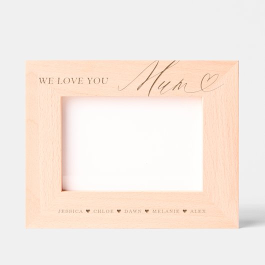 Cadres Gravés Nous t'aimons maman Script Heart Kids Noms Keepsak (Recto)