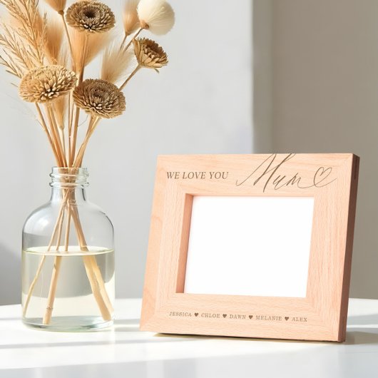 Cadres Gravés Nous t'aimons maman Script Heart Kids Noms Keepsak