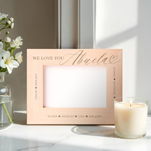 Cadres Gravés Nous Vous Aimons Abuela Script Heart Grandkid Name