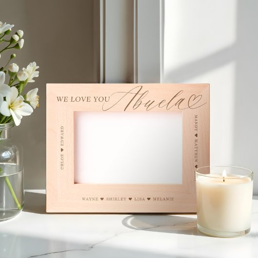Cadres Gravés Nous Vous Aimons Abuela Script Heart Grandkid Name