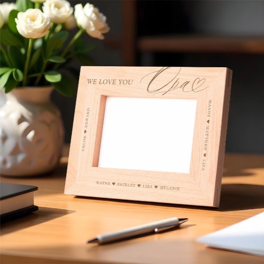 Cadres Gravés Nous Vous Aimons Opa Script Heart Grandkids Noms