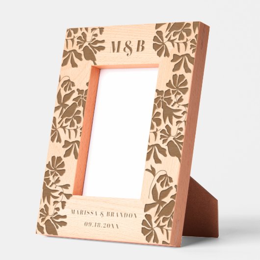 Cadres Gravés Oiseaux floraux Mariage personnalisé Couple Monogr (Gauche)