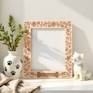 Cadres Gravés Os de chien Motif floral et feuillu Empreinte de p