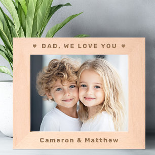 Cadres Gravés Papa on t'aime coeur enfants noms Fête des pères