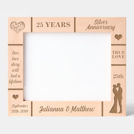Cadres Gravés Paysage 10x8 Argent 25e anniversaire Mariage (Recto)