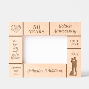 Cadres Gravés Paysage 6x4 Golden 50th Mariage Anniversary
