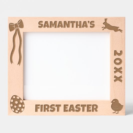 Cadres Gravés Personalized First Easter-Bunny, Eggs, Chick, Bow (Recto)