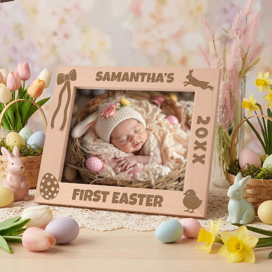 Cadres Gravés Personalized First Easter-Bunny, Eggs, Chick, Bow
