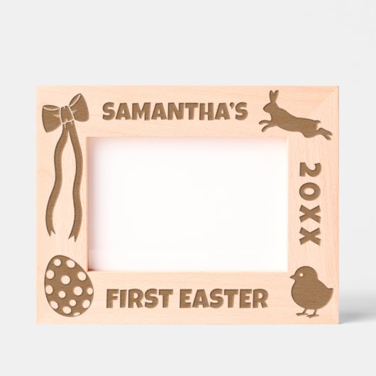 Cadres Gravés Personalized First Easter-Bunny, Eggs, Chick, Bow (Recto)