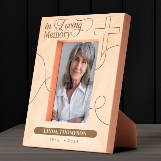 Cadres Gravés Personnalisé En Mémoire Amoureuse Croix photo en b