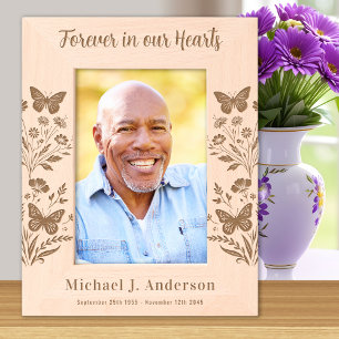 Cadres Gravés Personnalisé Floral Forever Hearts Wood Photo
