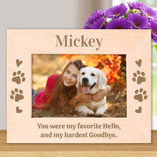 Cadres Gravés Pet Dog Memorial Custom Favori Hello Wood Photo