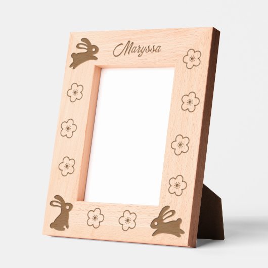 Cadres Gravés Petits lapins et fleurs mignons 5x7 (Gauche)
