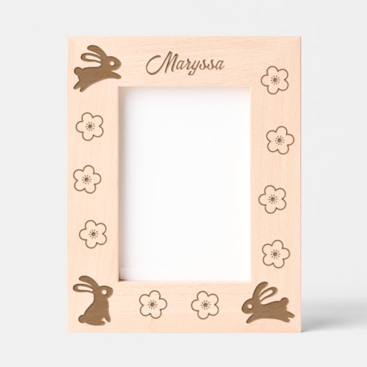 Cadres Gravés Petits lapins et fleurs mignons 5x7 (Recto)