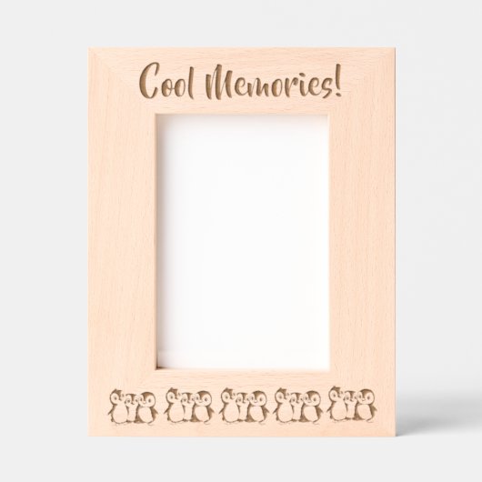 Cadres Gravés Petits pingouins personnalisés, hiver, Portrait 5  (Recto)