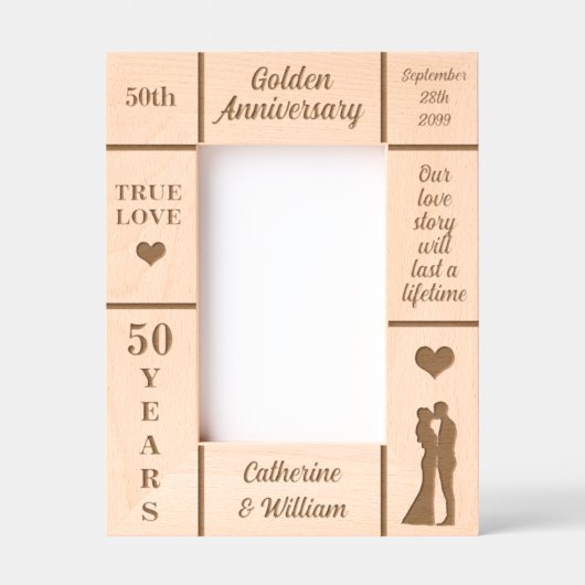 Cadres Gravés Portrait 4x6 Golden 50th Mariage Anniversary (Recto)