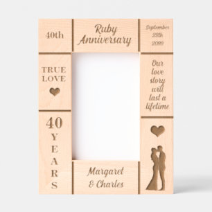 Cadres Gravés Portrait 4x6 Ruby 40e anniversaire de Mariage