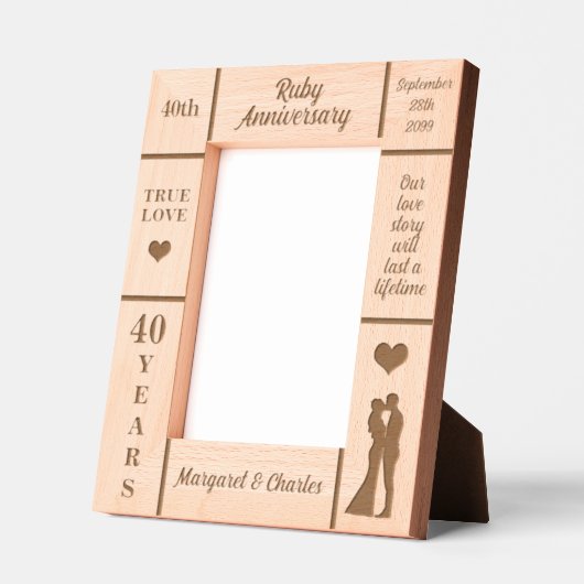 Cadres Gravés Portrait 5x7 Ruby 40e anniversaire du Mariage (Gauche)