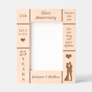 Cadres Gravés Portrait 5x7 Silver 25e anniversaire Mariage