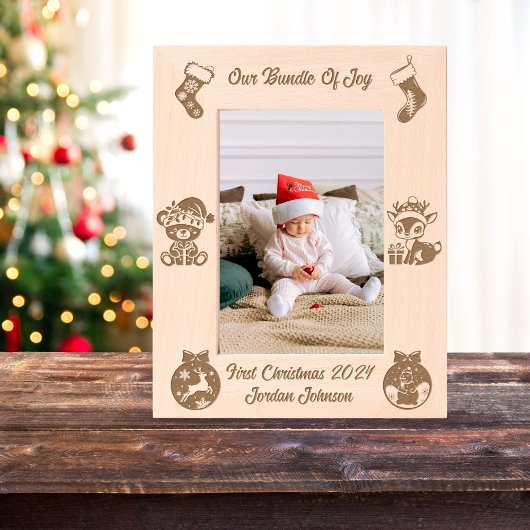 Cadres Gravés Premier laser de Noël du bébé gravé