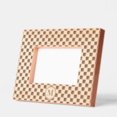 Cadres Gravés Retro À damiers Motif Monogramme Laser en bois (Gauche)