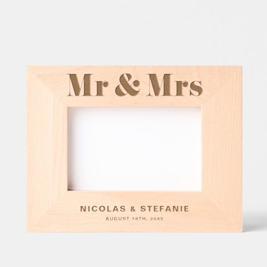 Cadres Gravés Retro Bold Typographie M. et Mme Mariage Photo (Recto)