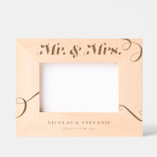 Cadres Gravés Retro Flourish Typographie M. et Mme Mariage
