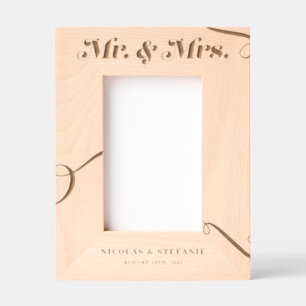 Cadres Gravés Retro Flourish Typographie M. et Mme Mariage