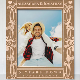 Cadres Gravés Romantique Deux Coeurs Scroll Nouvelle mariée Mari