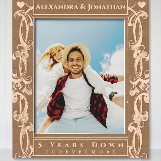 Cadres Gravés Romantique Deux Coeurs Scroll Nouvelle mariée Mari