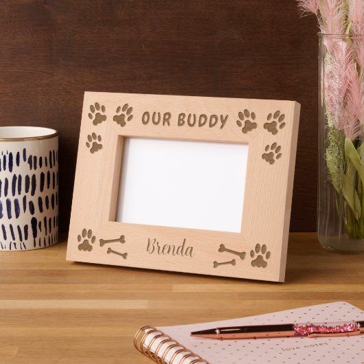 Cadres Gravés Rustic Our Buddy nom de chien de script (Gauche)