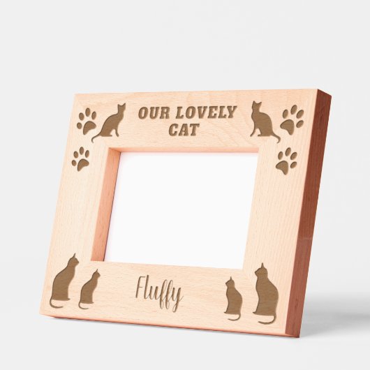 Cadres Gravés Rustique Notre chatte nom de chat de script (Gauche)