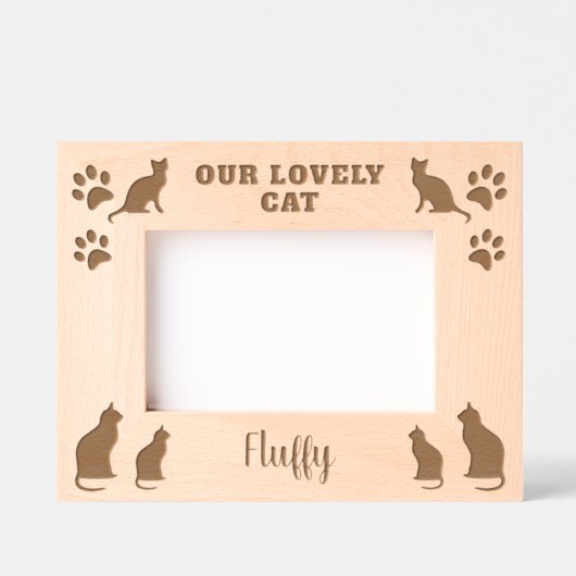 Cadres Gravés Rustique Notre chatte nom de chat de script (Recto)