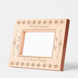 Cadres Gravés Snowflakes Joyeux Noël Nom de famille   Année