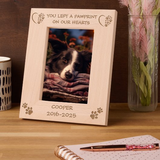 Cadres Gravés Souvenez-vous Pet Paw Coeur pour vous souvenir Sym