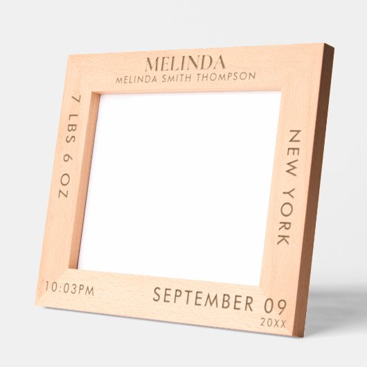 Cadres Gravés Statistiques de naissance personnalisées Informati (Gauche)