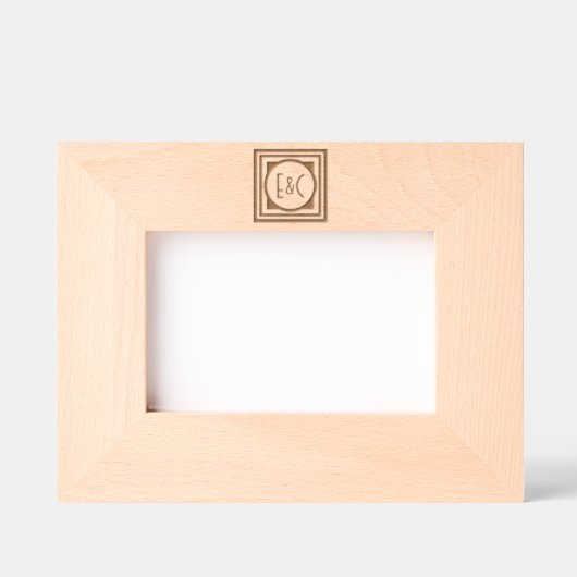 Cadres Gravés Style Deco Cercle dans Carrés avec Monogrammes (Recto)