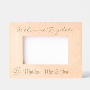 Cadres Gravés Triplets De Bienvenue, Avec Noms, Photo, 6x4",