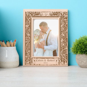 Cadres Gravés Vignes florales entwining 2 Coeurs par Walter Cran