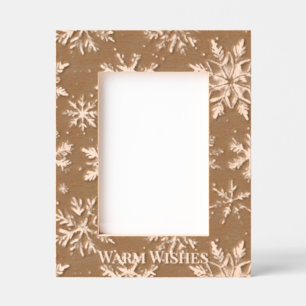 Cadres Gravés Vœux Chaleureux Flocons Noël