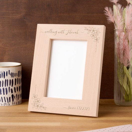 Cadres Gravés Walking with Jehovah Since 20xx Floral Script