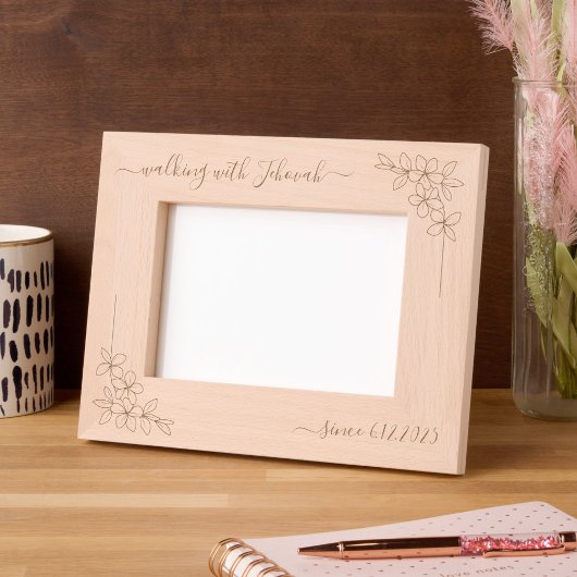 Cadres Gravés Walking with Jehovah Since 20xx Floral Script