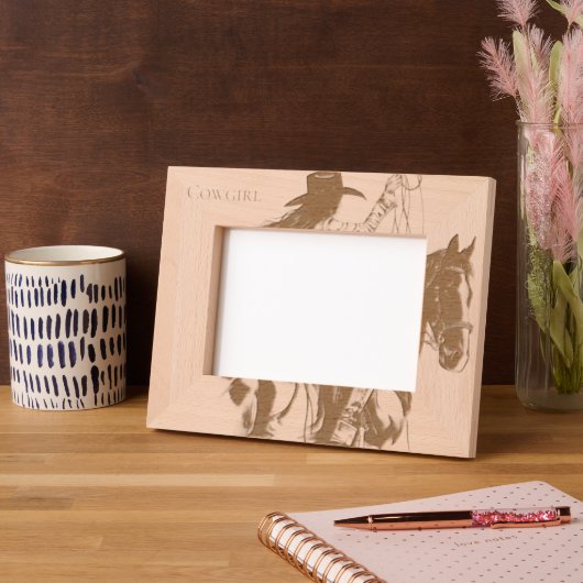 Cadres Gravés Western Cowgirl on Horse (Gauche)