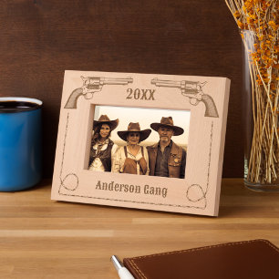 Cadres Gravés Wild West Six Gun Barbed Wire Novelté 6x4