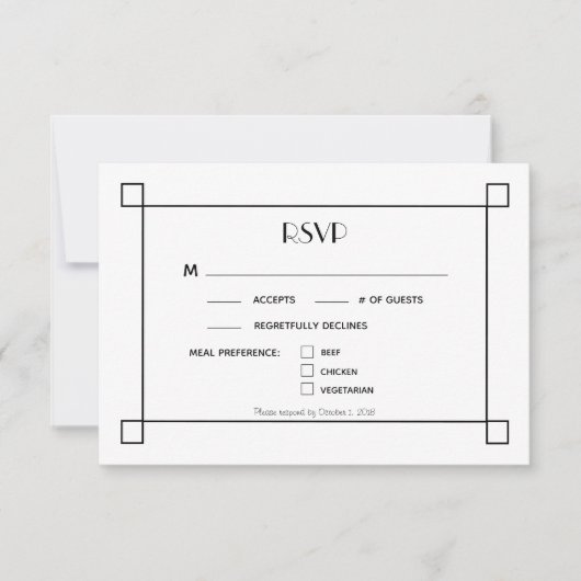 Cadres noirs minimalistes mariage RSVP options de (Devant)
